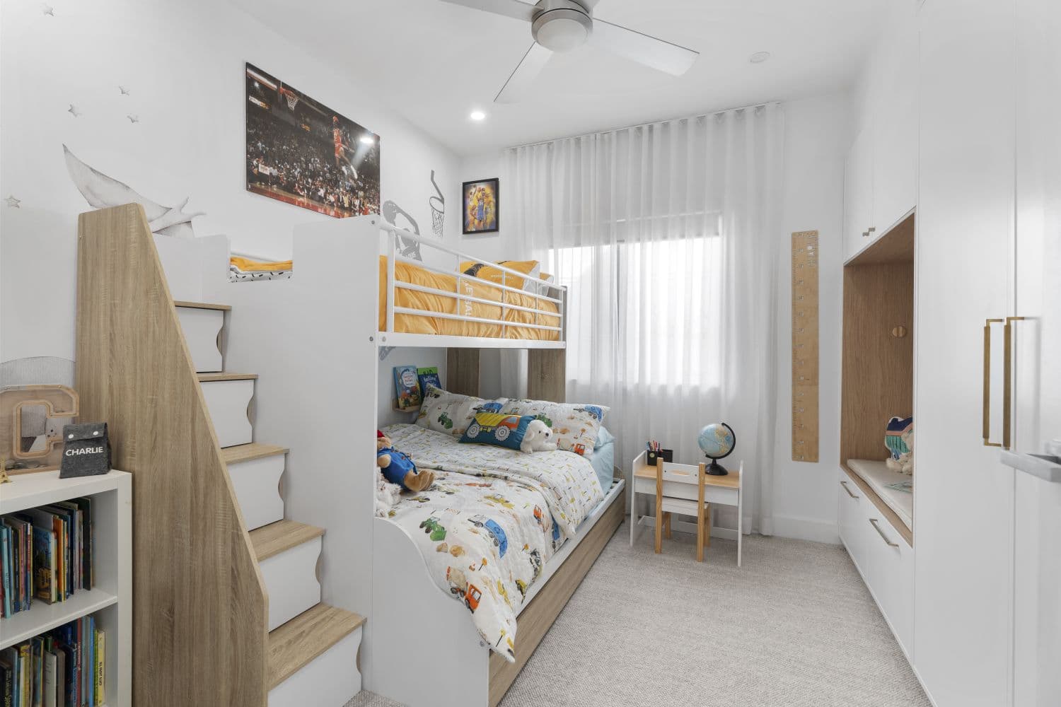 KBLCO bedroom renovation, Sydney. Wardrobe joinery and reading nook.