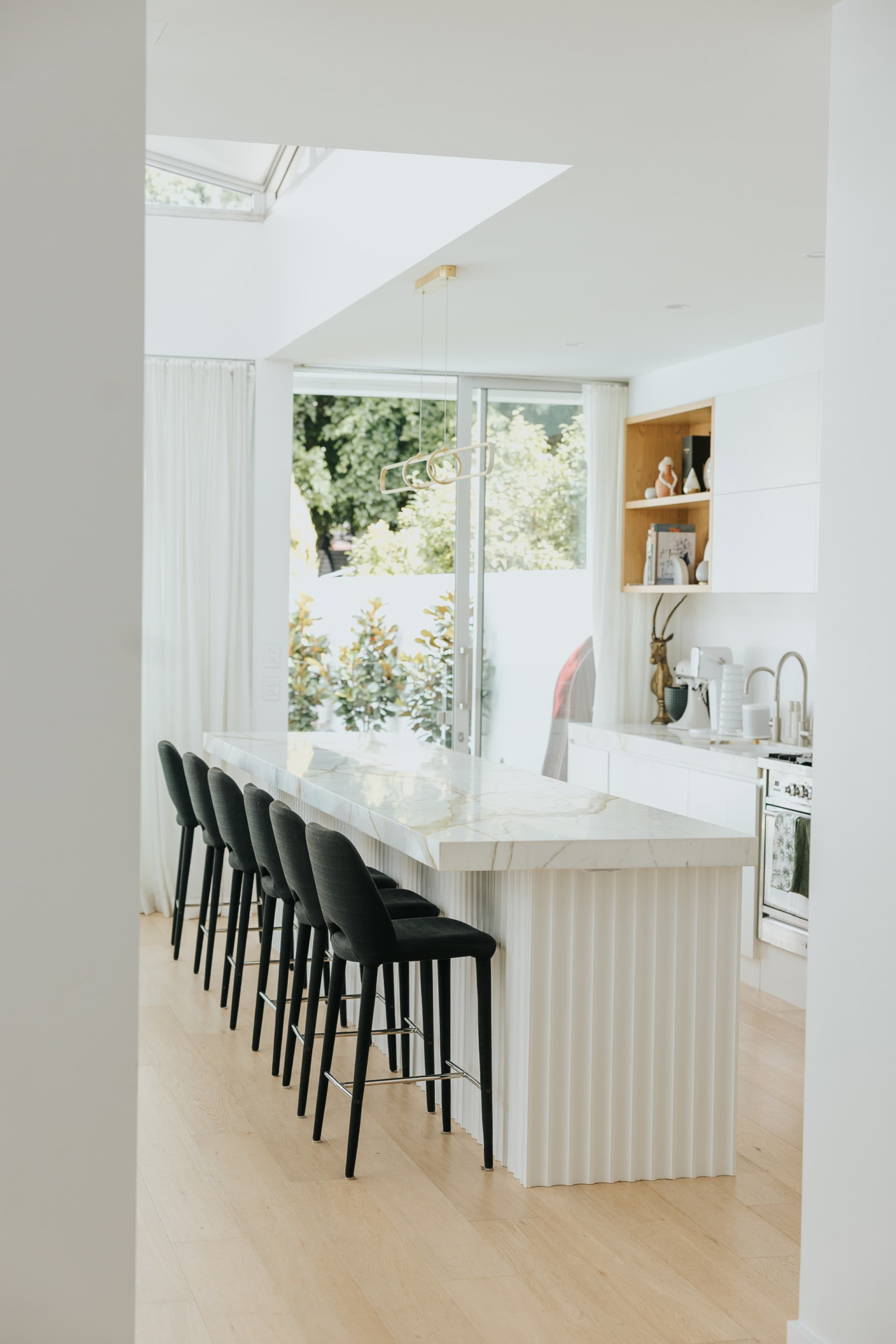 KBLCO kitchen renovation, Sydney. Island run beneath the skylight.
